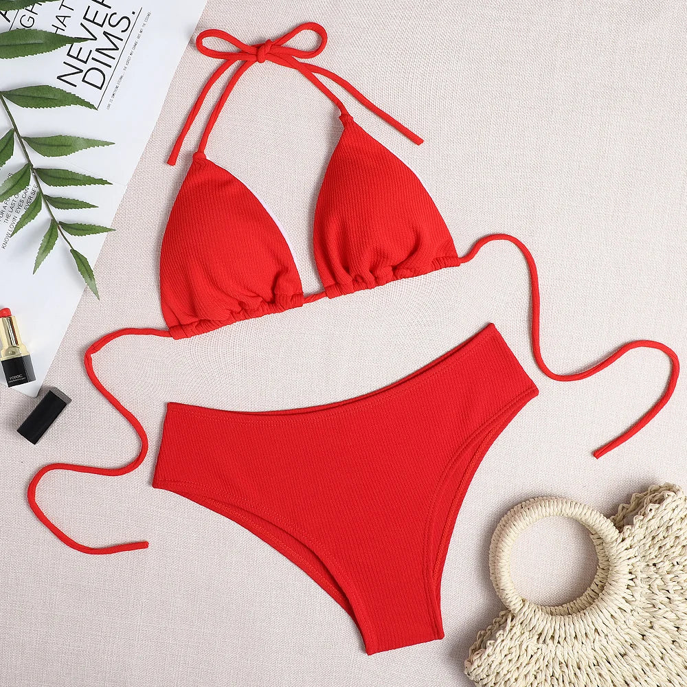 Maillot de bain brésilien pour femme, soutien-gorge push-up, ensemble deux pièces