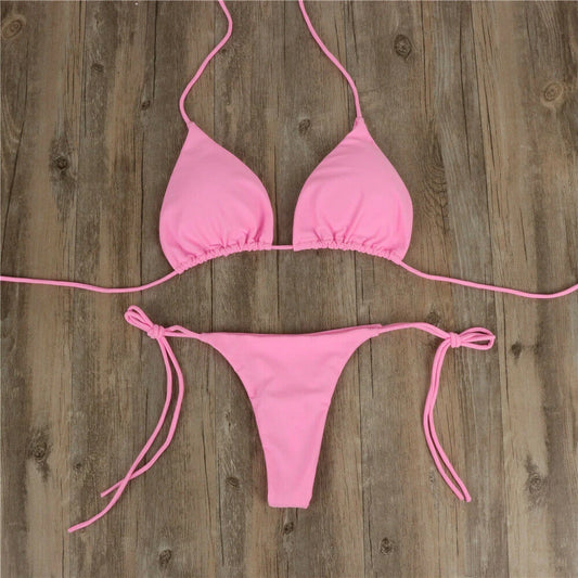 Maillot de bain à bretelles fendues et ajustables, bandage brésilien, pour femme
